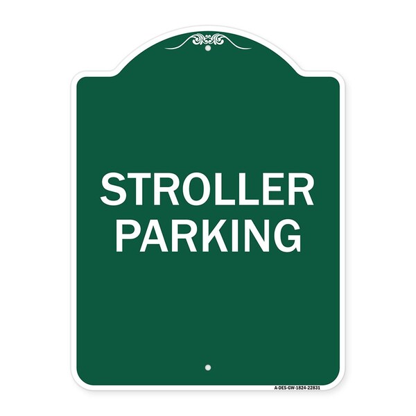 Signmission Designer Series Sign-Stroller Parking, Green & White Aluminum Sign, 18" x 24", GW-1824-22831 A-DES-GW-1824-22831 - main